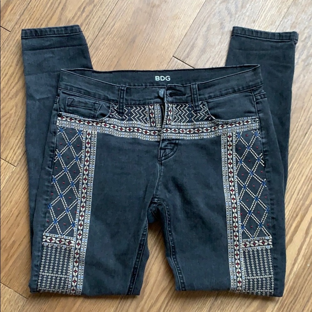 BDG Embroidered Mid Rise Twig Jeans